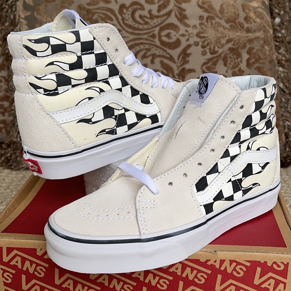 Vans Sk8-Hi Checker Flame Classic White Mens - Picture 10 of 16